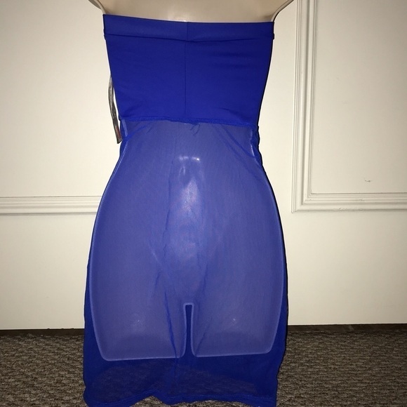 Zuliana Blue Spandex Top/Mesh Bottom Made In USA NWT - Picture 3 of 3